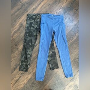 Bundle of Two Pairs of Athleta Girl Leggings Blue and Camo Size M/8-10